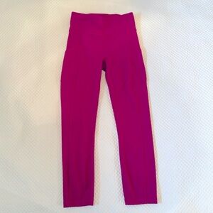 Lululemon crop pocket leggings, dark pink size 2/4